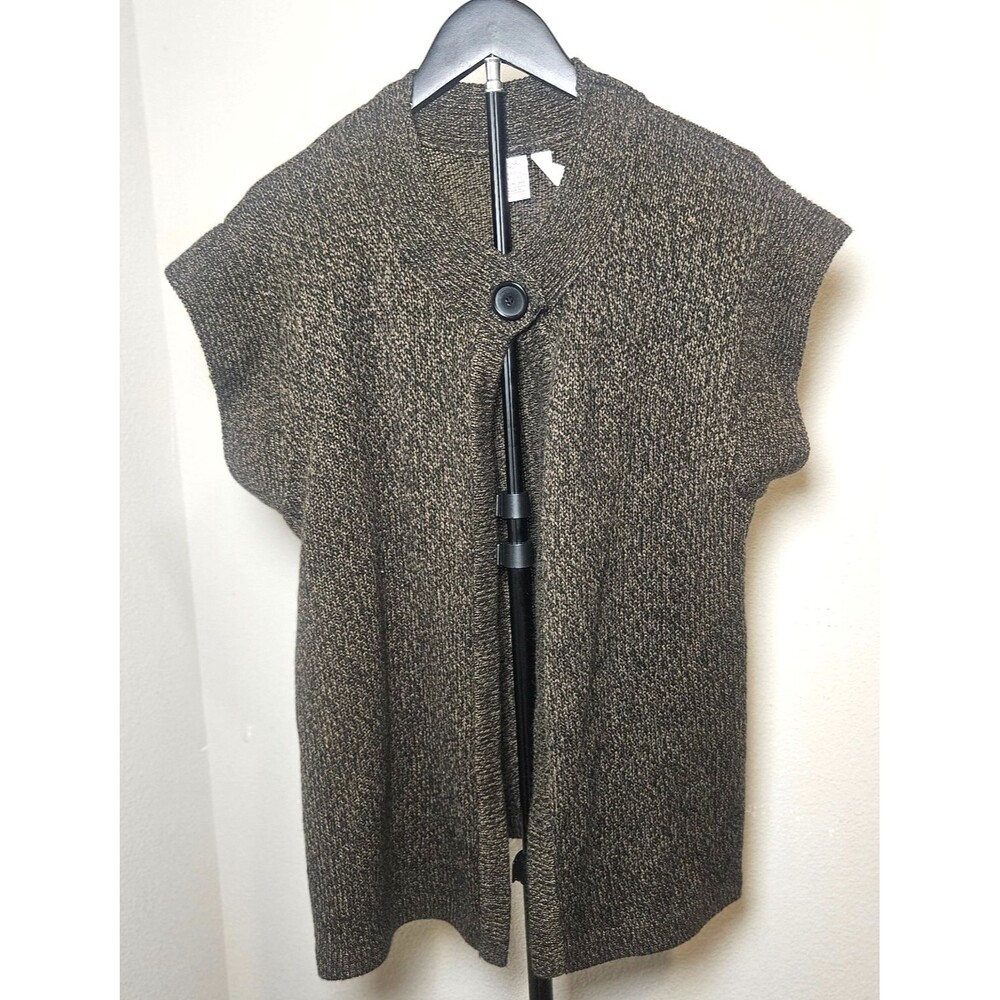 Bobbie Brooks Womens Sweater Vest 1X Brown Knit Button Front Plus Sz Cozy Layer